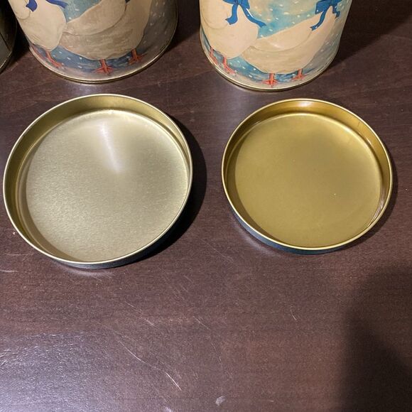 Vintage Nesting Blue Ribbon Duck Geese Metal Tin Canisters Set of 3 - Picture 9 of 10